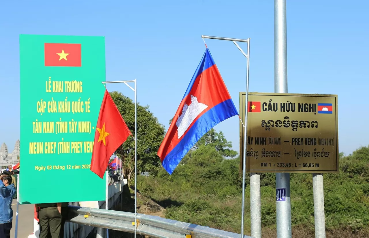 Dự án xây dựng cửa khẩu quốc tế Tân Nam tại xã Tân Biên, Tây Ninh với tổng mức đầu tư 274 tỉ đồng cũng đã hoàn thành, sẵn sàng cho sự kiện khai trương. (Ảnh: Thành Long)