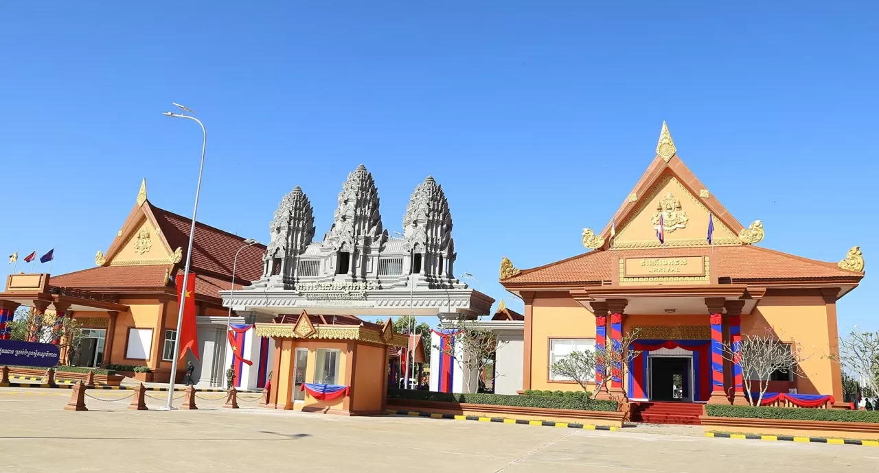 Cửa khẩu quốc tế Meun Chey (Campuchia) nơi sẽ diễn ra Lễ Khai triuowng