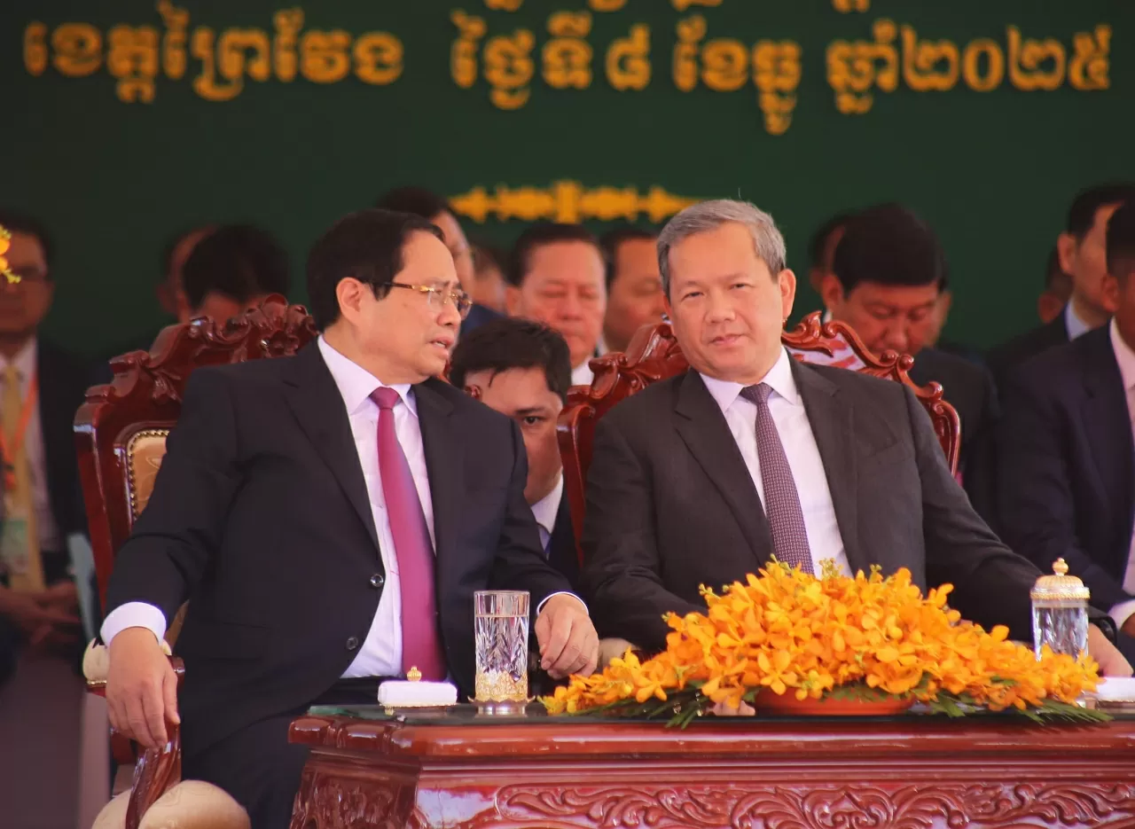 Sự kiện khai trương cặp cửa khẩu quốc tế Tân Nam - Meun Chey nhằm thực hiện thỏa thuận giữa hai Chính phủ Việt Nam và Campuchia, đáp ứng yêu cầu phát triển kinh tế - xã hội giữa hai nước trong tình hình mới. (Ảnh: Thành Long)