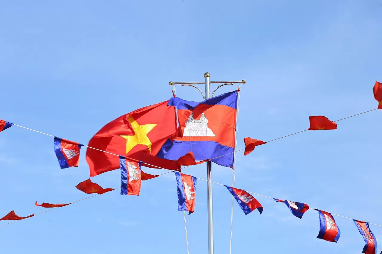 Toàn cảnh Lễ khai trương Cặp cửa khẩu quốc tế Tân Nam - Meun Chey. (Ảnh: Thành Long)