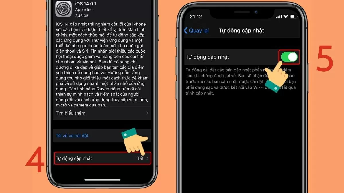 Bật chế độ Tự động cập nhật. Bật chế độ Tự động cập nhật.