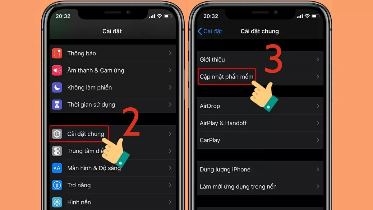 Kiểm tra cập nhật phần mềm.