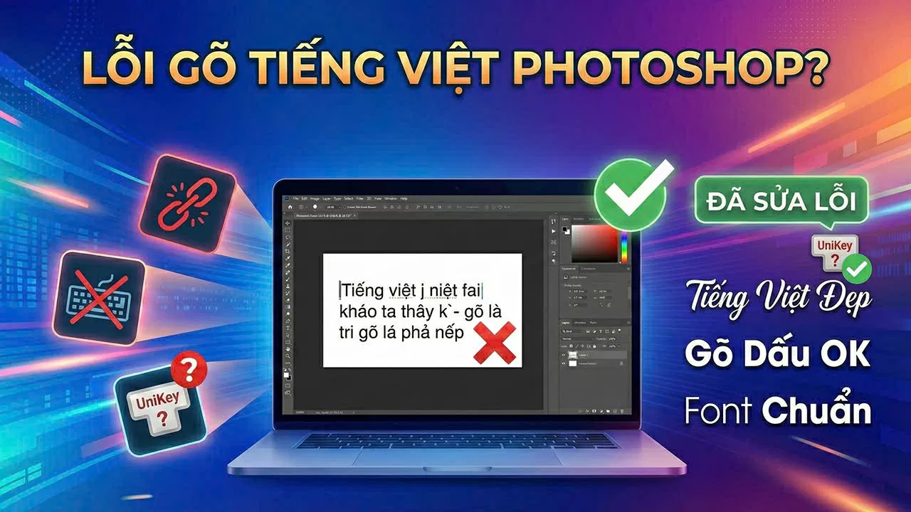 Cách sửa không gõ được tiếng Việt trong Photoshop hiệu quả, tiện lợi.