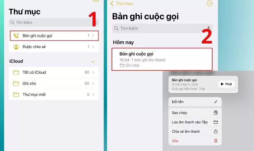 Lưu và nghe lại bản ghi âm.