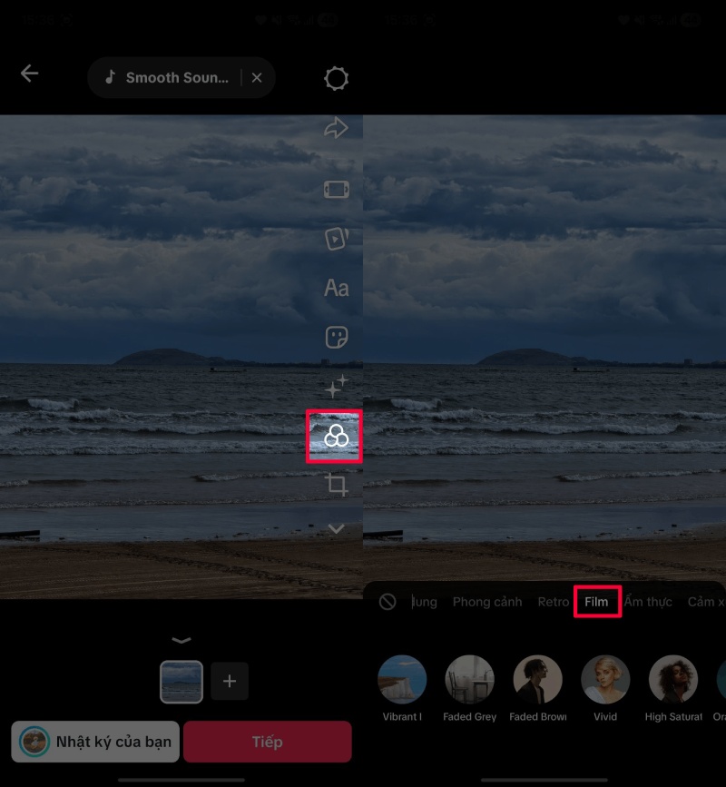 Chọn ảnh > Nhấn Tiếp để TikTok đưa ảnh vào trình chỉnh sửa.