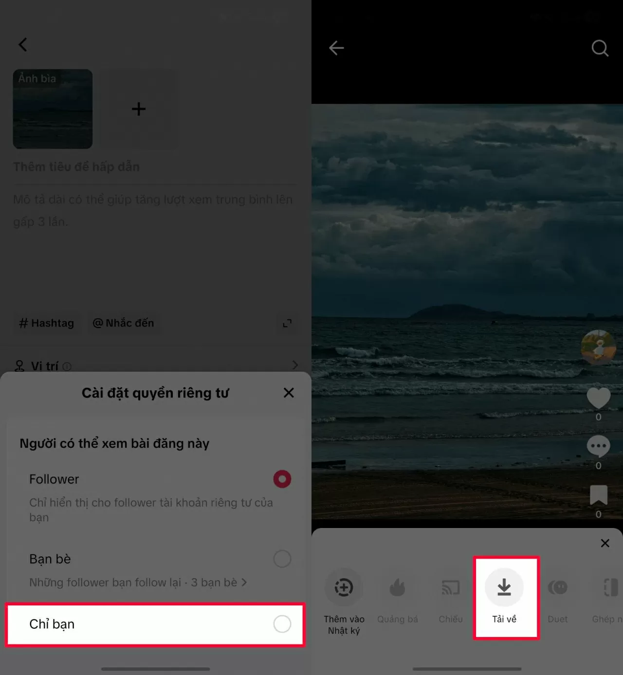 Nhấn Đăng ở chế độ Chỉ mình tôi. Nhấn Đăng ở chế độ Chỉ mình tôi.