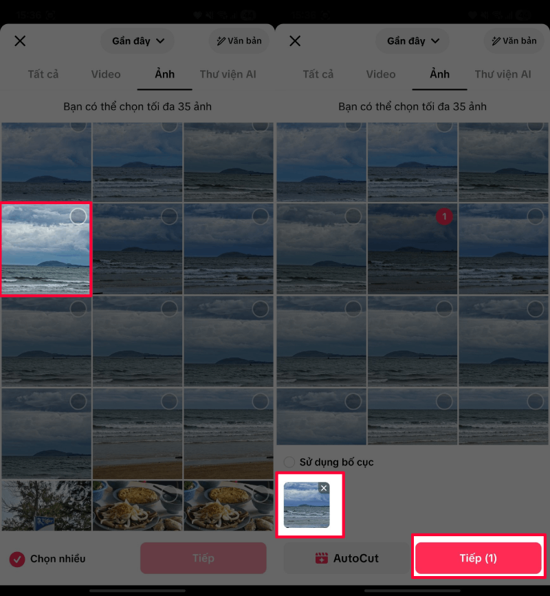 Nhấn biểu tượng + ở giữa trang chủ. 
