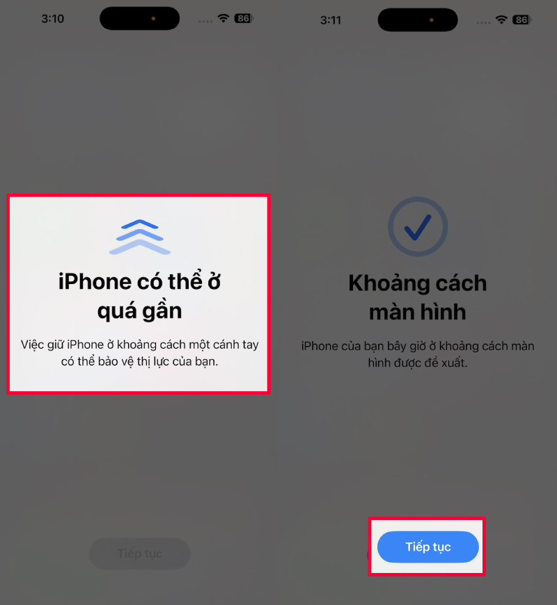 Cùng với cảnh báo, iPhone sẽ tạm thời làm mờ nội dung hiển thị. 