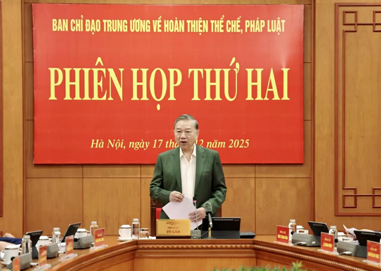 Tổng Bí thư Tô Lâm, Trưởng Ban Chỉ đạo phát biệu tại Phiên họp thứ hai - Ảnh: VGP/Lan Anh