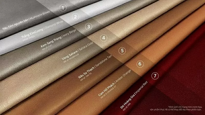 Các tùy chọn màu sắc nội thất trên Carnival Hybrid Premium.