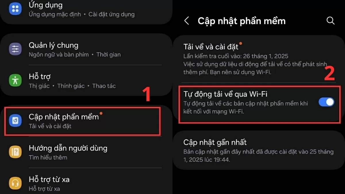 Đầu tiên, mở Cài đặt, chọn Cập nhật phần mềm. Đầu tiên, mở Cài đặt, chọn Cập nhật phần mềm.