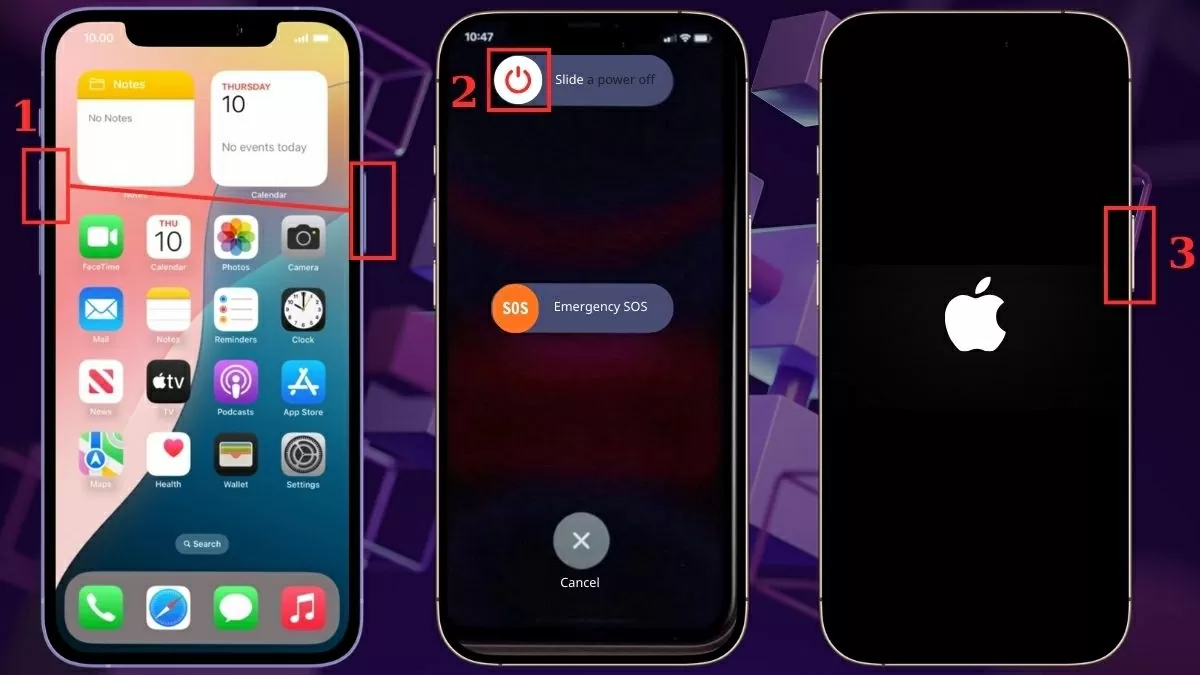Khởi động lại iPhone. Khởi động lại iPhone.