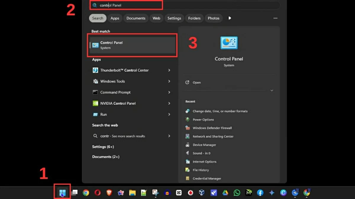 Mở Control Panel.