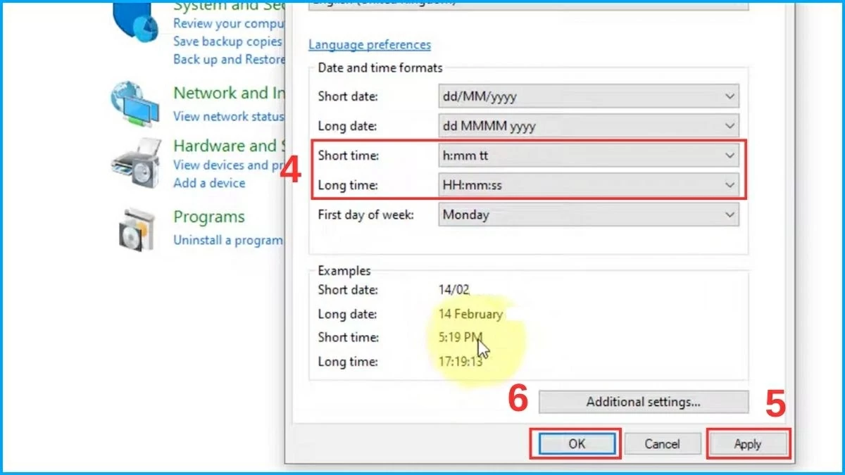 Chuyển sang định dạng 24 giờ và lưu. Chuyển sang định dạng 24 giờ và lưu.