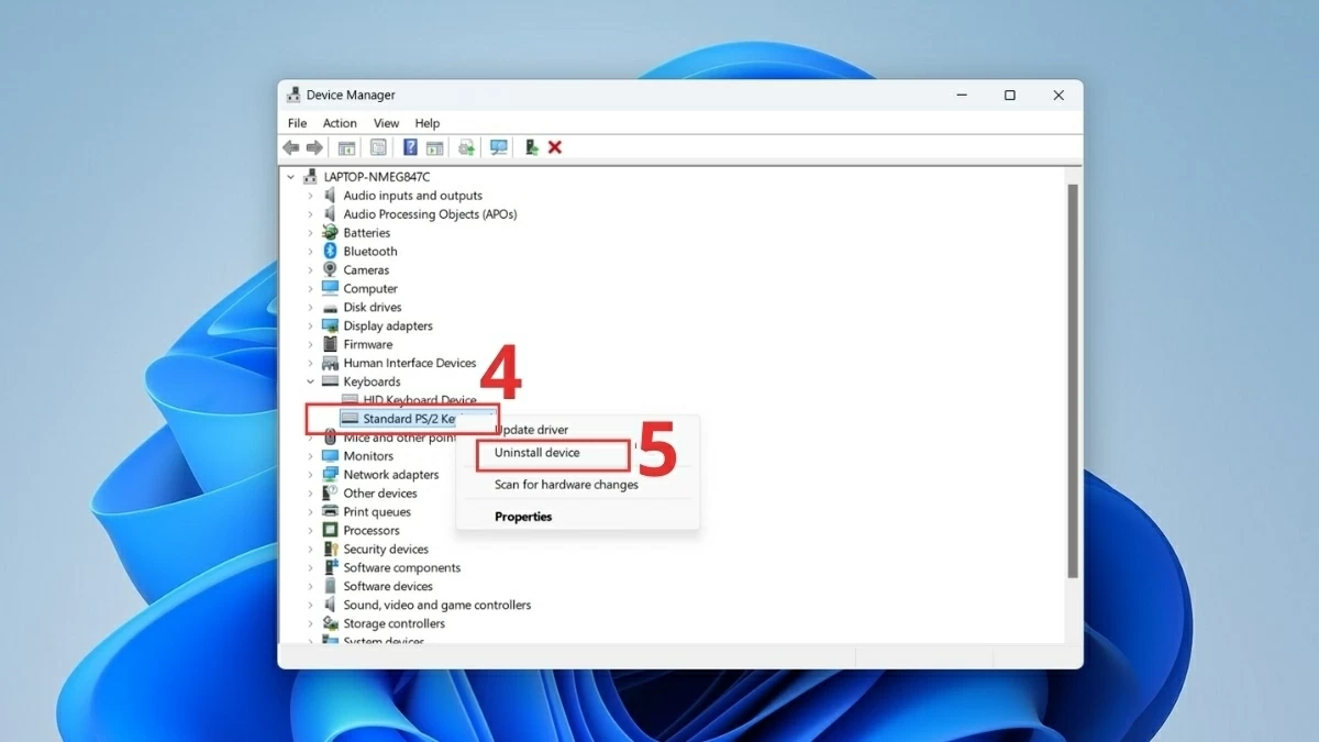 Nhấp chuột phải vào Standard PS/2 Keyboard.