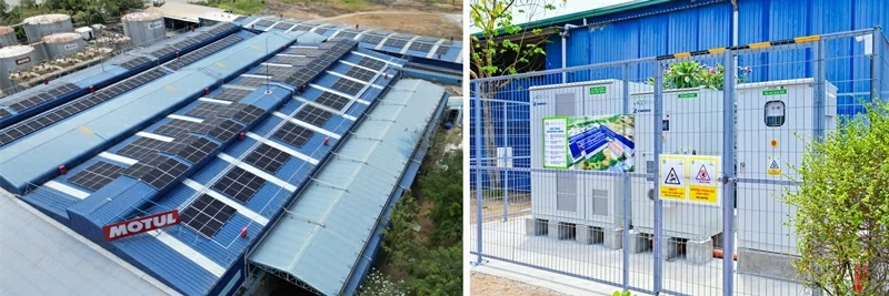 Hệ thống lưu trữ năng lượng bằng pin (BESS) đầu tiên tại Việt Nam do ACCV phát triển cho dự án điện mặt trời tại nhà máy của Motul Việt Nam.