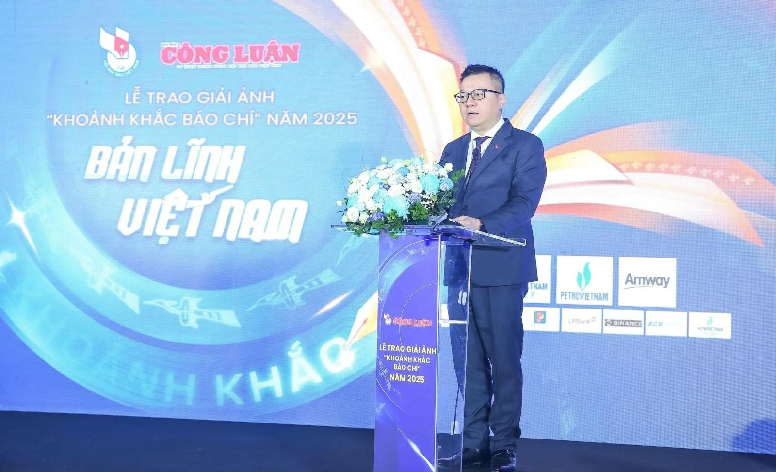 Ông Lê Quốc Minh, Ủy viên Trung ương Đảng, Tổng Biên tập Báo Nhân Dân, Phó Trưởng ban Tuyên giáo và Dân vận Trung ương, Chủ tịch Hội Nhà báo Việt Nam phát biểu tại Lễ trao giải.