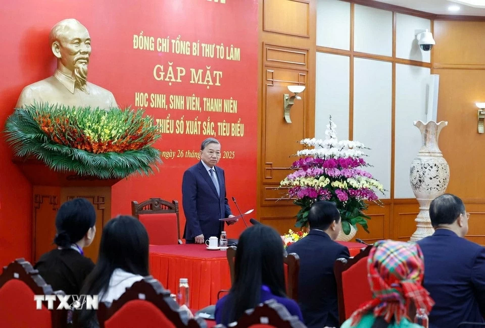 Tổng Bí thư Tô Lâm gặp mặt học sinh, sinh viên, thanh niên dân tộc thiểu số xuất sắc, tiêu biểu