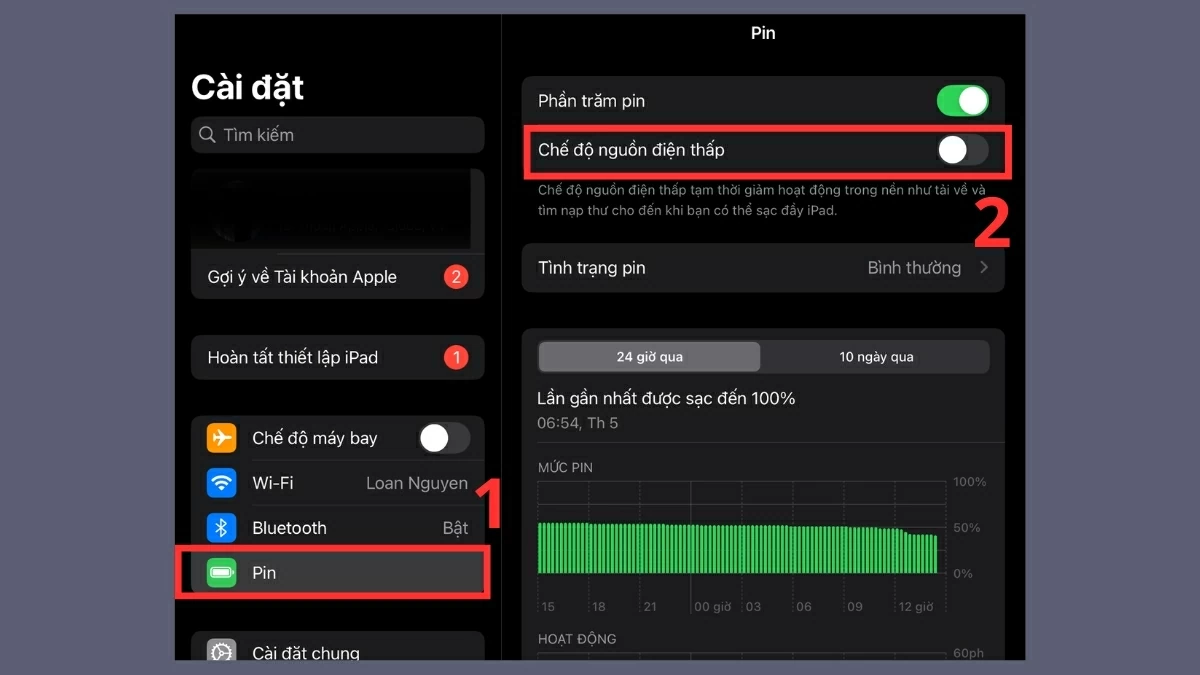 Tắt chế độ Nguồn điện thấp.