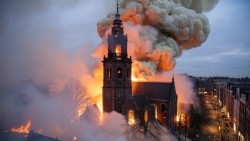 Nhà thờ lịch sử Vondelkerk tại Thủ đô Amsterdam bị hủy hoại nghiêm trọng sau vụ hỏa hoạn lớn