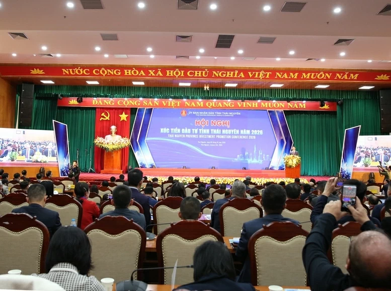 Phó Thủ tướng Thường trực Nguyễn Hòa Bình dự và phát biểu chỉ đạo Hội nghị Xúc tiến đầu tư Tỉnh Thái Nguyên năm 2026