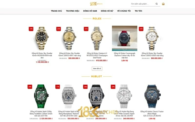 18K Watches VN - Thương hiệu bán đồng hồ chính hãng định vị bằng uy tín và chất lượng