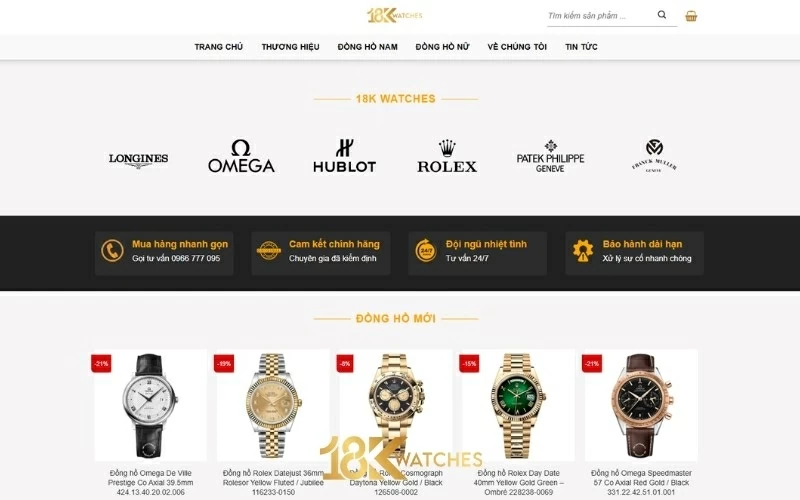 18K Watches VN - Thương hiệu bán đồng hồ chính hãng định vị bằng uy tín và chất lượng