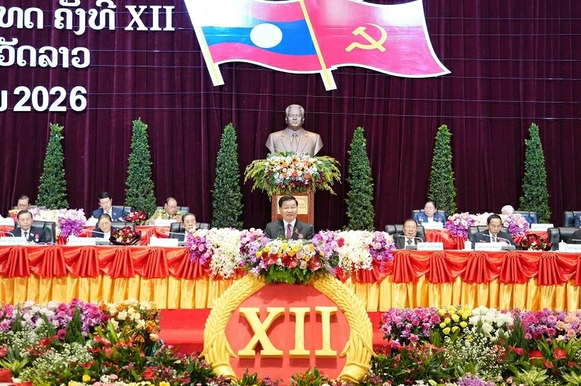 Tổng Bí thư, Chủ tịch nước Lào Thongloun Sisoulith tại Đại hội. (Nguồn: KPL)