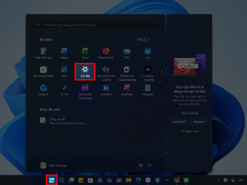 Trước tiên, bạn nhấn vào biểu tượng Windows. Trước tiên, bạn nhấn vào biểu tượng Windows.