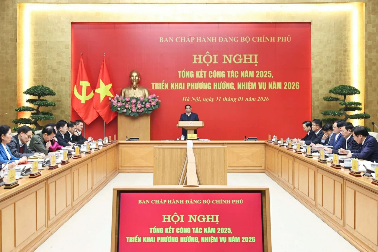 Đảng bộ Chính phủ tổ chức Hội nghị tổng kết công tác năm 2025 và triển khai phương hướng, nhiệm vụ trọng tâm năm 2026. (Nguồn: VGP)