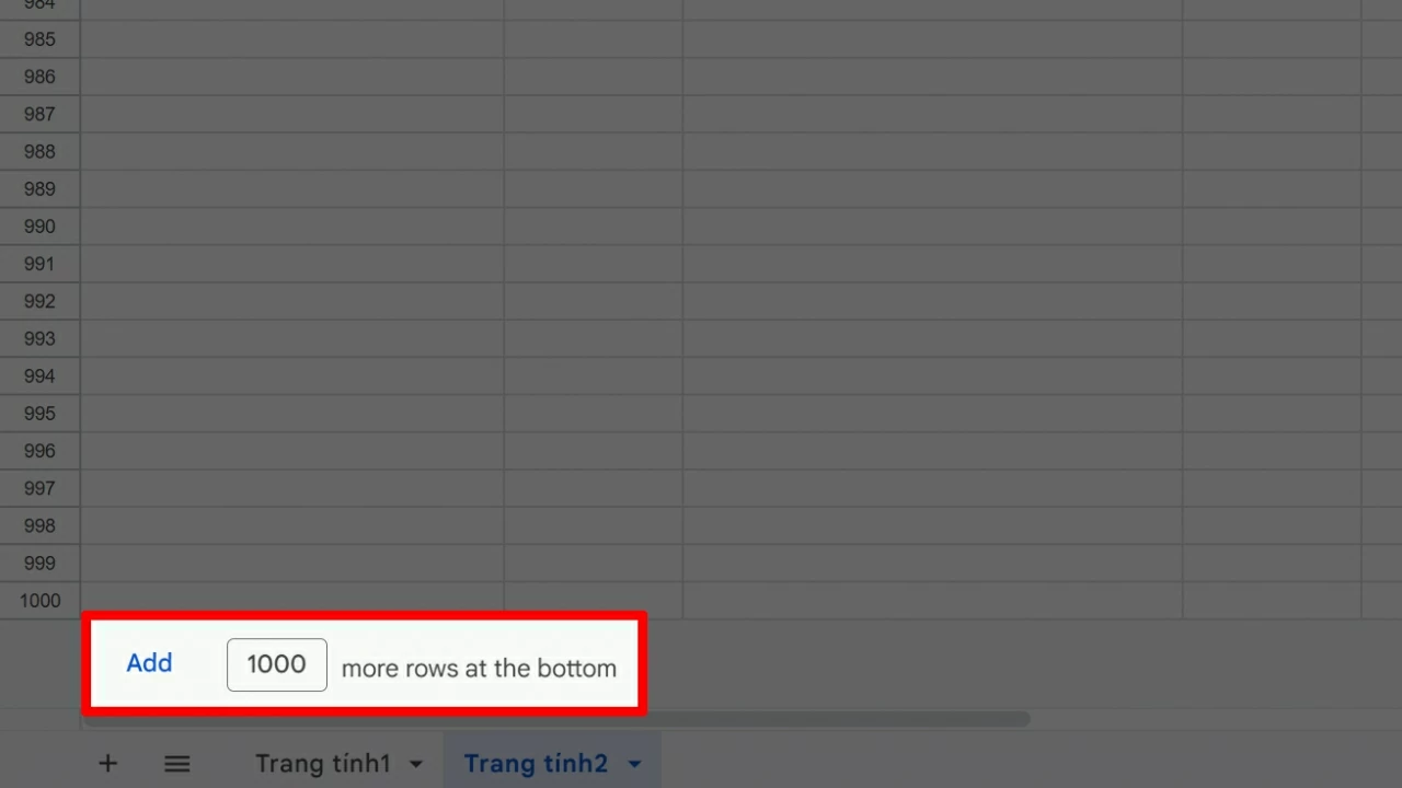 Thêm nhiều hàng trong Google Sheets bằng nút hành động.