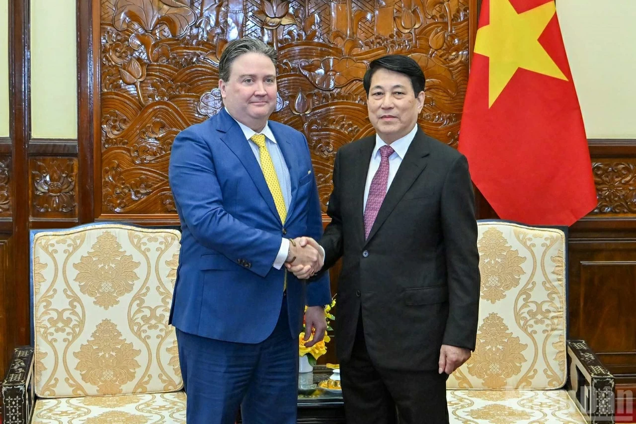 Chủ tịch nước Lương Cường tiếp Đại sứ Hoa Kỳ tại Việt Nam đến chào từ biệt. (Nguồn: Báo Nhân dân)