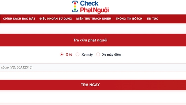Hướng dẫn tra cứu phạt nguội giao thông online trên checkphatnguoi.com.vn