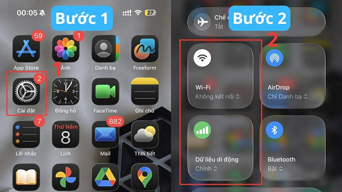 Kiểm tra xem iPhone đã kết nối Wi-Fi hoặc dữ liệu di động chưa. Kiểm tra xem iPhone đã kết nối Wi-Fi hoặc dữ liệu di động chưa.