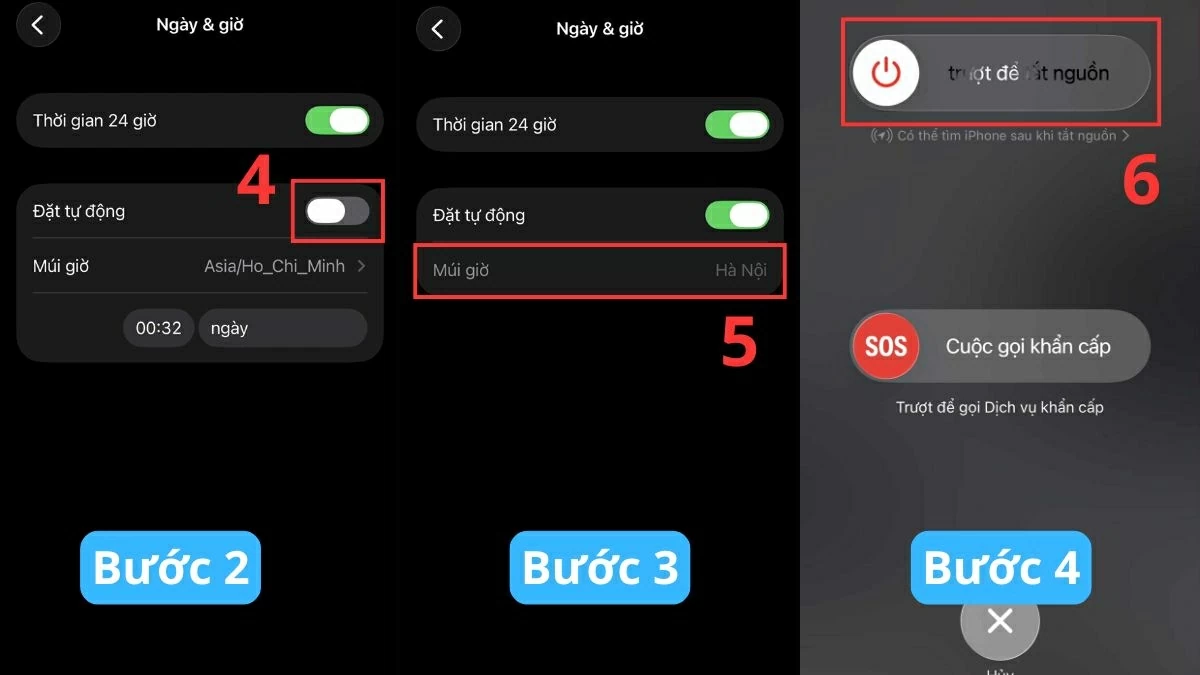 Bật tùy chọn Đặt tự động để iPhone đồng bộ thời gian với mạng. Bật tùy chọn Đặt tự động để iPhone đồng bộ thời gian với mạng.
