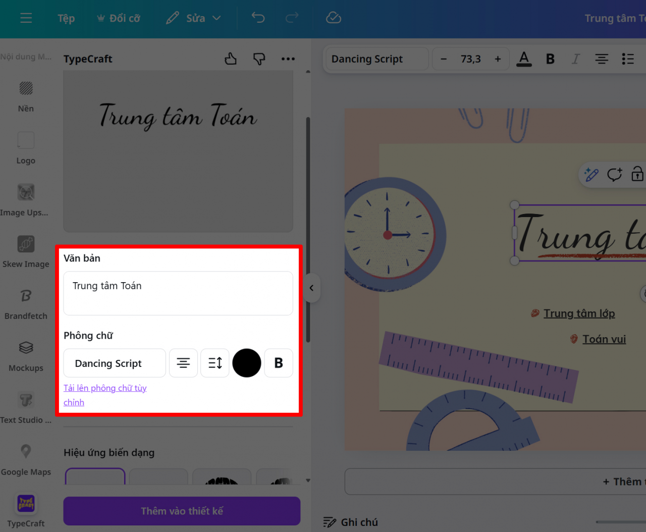 Khi giao diện TypeCraft xuất hiện, nhập nội dung chữ bạn muốn tạo.
