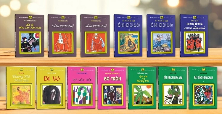 Bìa sách những tác phẩm văn học nổi tiếng Việt Nam và nước ngoài vừa được NXB Kim Đồng tái bản. (Nguồn: TTXVN)
