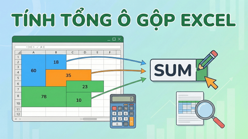 Hướng dẫn cách tính tổng các ô gộp trong Excel mà không bị lỗi.