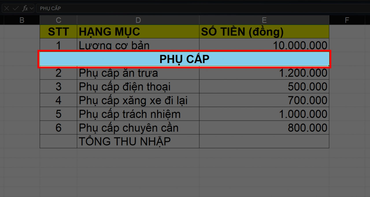 Chọn toàn bộ vùng ô đang gộp trong bảng tính của bạn.