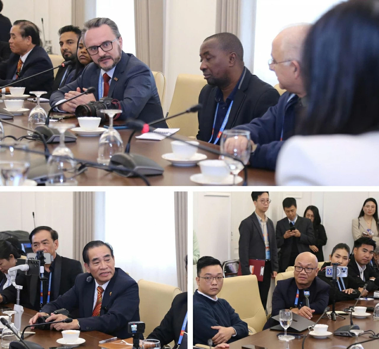 Các phóng viên chúc Đại hội thành công tốt đẹp. (Ảnh: Thành Long) Các phóng viên chúc Đại hội thành công tốt đẹp. (Ảnh: Thành Long)