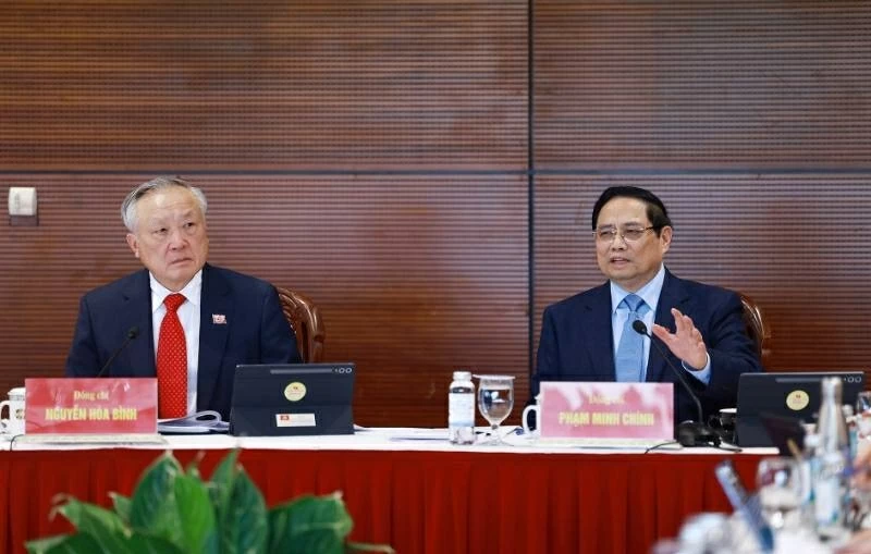 Ủy viên Bộ Chính trị, Thủ tướng Chính phủ Phạm Minh Chính phát biểu trong buổi thảo luận tại Đoàn. Ảnh: TTXVN