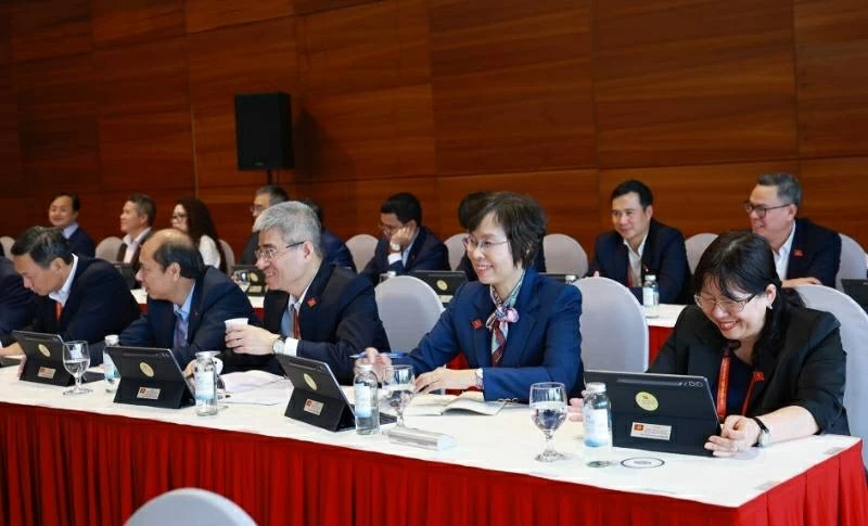 Đại biểu Đoàn Đảng bộ Chính phủ thảo luận tại Đoàn. Ảnh: TTXVN