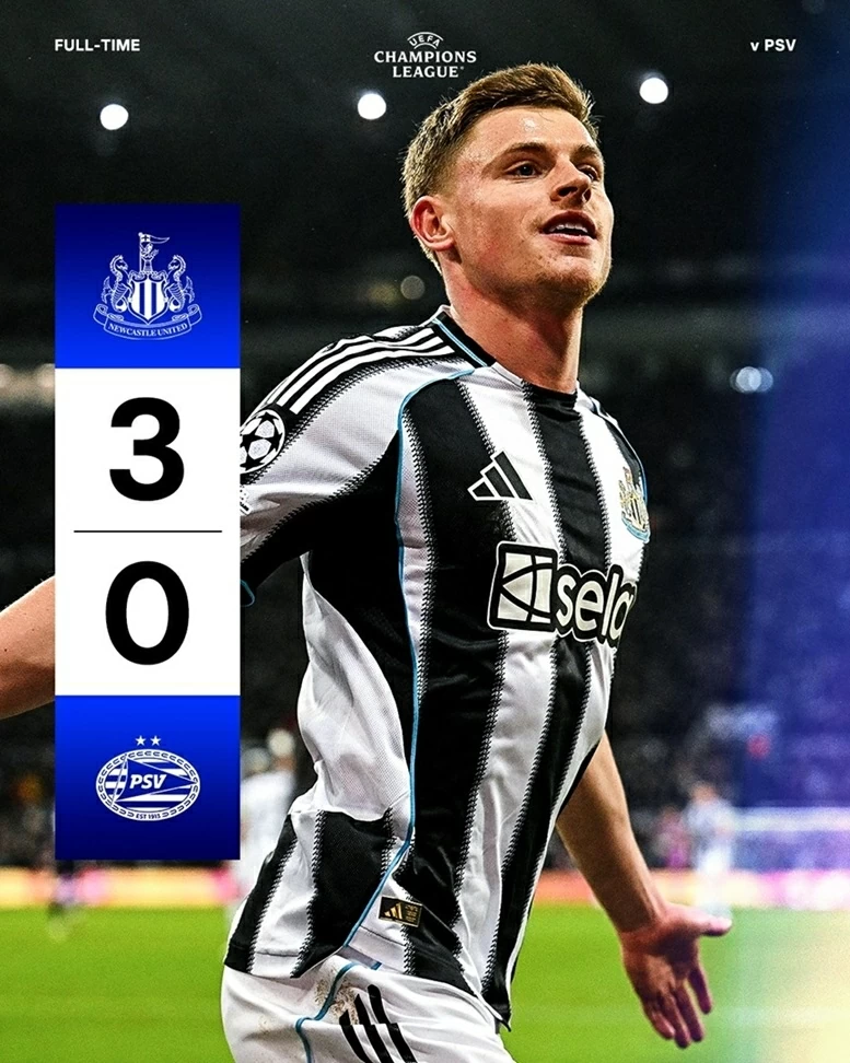 Newcastle thắng đậm trước trận đấu sống còn với PSG