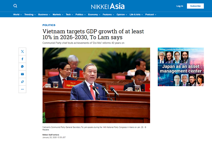 Báo Nhật thông tin đậm báo cáo Tổng Bí thư Tô Lâm trình bày