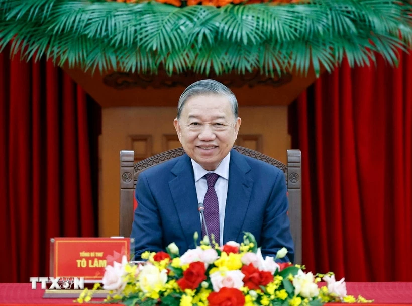 Tổng Bí thư Tô Lâm tại cuộc điện đàm với Tổng thống Liên bang Nga Vladimir Putin. (Ảnh: Thống Nhất/TTXVN) Tổng Bí thư Tô Lâm tại cuộc điện đàm với Tổng thống Liên bang Nga Vladimir Putin. (Ảnh: Thống Nhất/TTXVN)