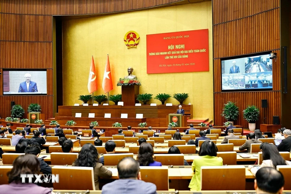 Chủ tịch Quốc hội Trần Thanh Mẫn chủ trì Hội nghị thông báo nhanh kết quả Đại hội XIV của Đảng