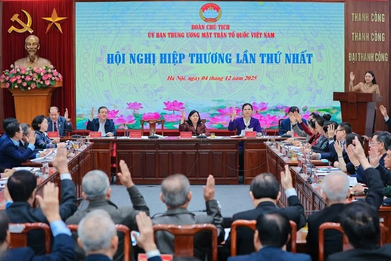 Đoàn Chủ tịch Ủy ban Trung ương MTTQ Việt Nam tổ chức Hội nghị hiệp thương lần thứ nhất thỏa thuận về cơ cấu, thành phần, số lượng người của cơ quan, tổ chức, đơn vị ở Trung ương được giới thiệu ứng cử đại biểu Quốc hội khóa XVI - Ảnh: VGP