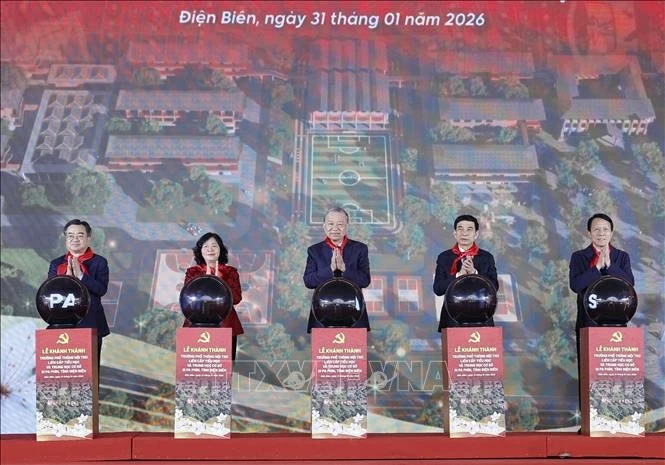Tổng Bí thư Tô Lâm dự lễ khánh thành trường phổ thông nội trú liên cấp tại Điện Biên