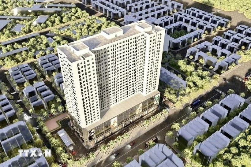 Phối cảnh Dự án nhà ở xã hội tại ô đất NO1 khu đô thị Hạ Đình (Hà Nội) cung cấp 440 căn hộ cho người thu nhập thấp. (Nguồn: TTXVN)