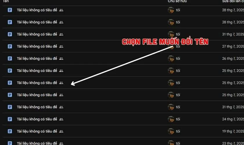 Tìm file Google Docs.